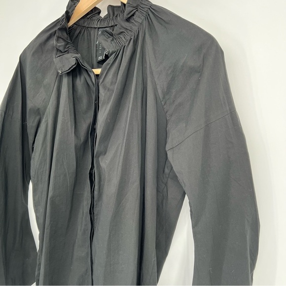 Zero + Maria Cornejo Black Ruffle Collar Button Down Blouse Shirt‎ - Picture 11 of 16